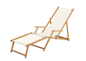 Sonnenliege wei� Liegestuhl klappbare Gartenliege Deckchair Strandstuhl Gartenm�bel Holz 10-303NF