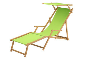 Gartenliege pistazie Strandliege Relaxliege Fu�ablage Sonnendach Buche Klappstuhl 10-306 N F S