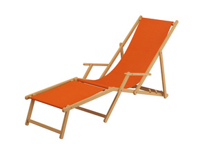 Sonnenliege Terracotta Gartenliege Liegestuhl Strandliege Fu�teil klappbar Buche hell 10-309NF