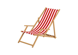Liegestuhl rot-wei� Strandliege Gartenliege Sonnenliege Deckchair Buche natur Kissen 10-314NKD