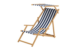 Gartenstuhl blau-wei� Sonnenliege Strandstuhl Sonnendach Kissen Deckchair Buche 10-317 N S KH