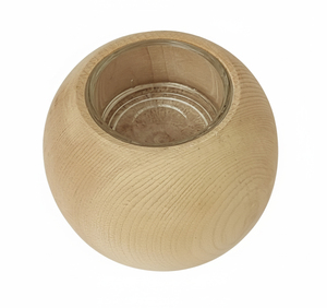 Zirben Teelicht Kugel mit Glas Holzdeko Windlicht 40.10-011