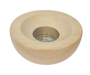 Zirbenteelicht mit Glas, Teelichtschale Zirbenholz 40.10-030