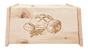 Metallfreie Brotbox mit Klappe und Gravur aus Zirbenholz Massiv Brotkasten 40.10-047
