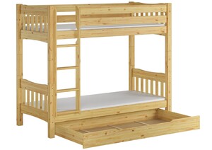 Etagenbett Kiefer natur Massivholzbett hohes Bett 90x200 Rollrost Matratzen 60.15-09Ni100MS1
