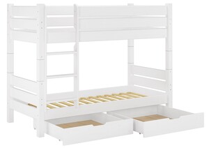 Kiefer-Stockbett wei� 100x200 Etagenbett Hochbett teilbar Rollrost Bettkasten 60.16-10WT80S2
