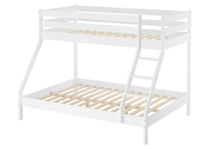 Doppel-Etagenbett wei� 140x200 und 90x200 Erwachsenen-Stockbett Kiefer Massivholz 60.19-09-14W