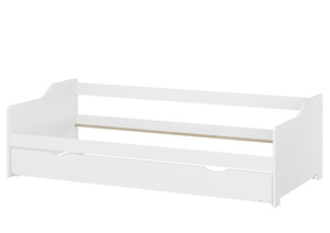 Sofabett zweiter Schlafplatz Bettgestell 90x200 Einzelbett Bettkasten Kiefer waschwei� 60.34-09WoR