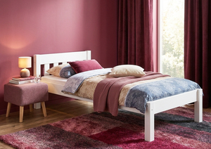 Bettrahmen Einzelbett 80x200 Futonbett Kieferbett Massivholz wei� mit Rollrost 60.38-08W