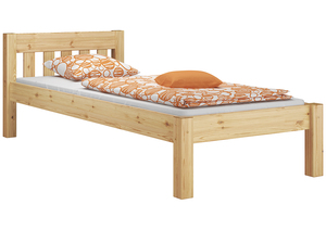 Einzelbett Futonbett 100x200 Bettrahmen Massivholz Kieferbett natur Rollrost Matratze 60.38-10FLM