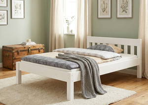 Doppelbett 140x200 Kiefer-Bettgestell Massivholz wei� Bettgestell ohne Rollrost 60.38-14 W oR