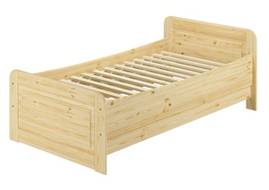 Seniorenbett extra hoch 90x200 Einzelbett Massivholz Kiefer Bett mit Rollrost 60.42-09