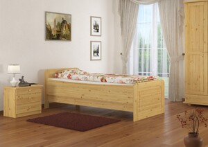 Seniorenbett extra hoch 120x200 Einzelbett Holzbett G�stebett Massivholz Kiefer Bett 60.42-12 oR