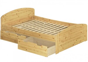 Funktionsbett Doppelbett mit 3 Stauk�sten Rollrost 140x200 Seniorenbett Massivholz Kiefer 60.50-14