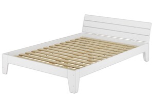 Doppelbett mit Rollrost 140x200 Futonbett Bettgestell Holzbett Massivholz Kiefer Wei� 60.54-14 W