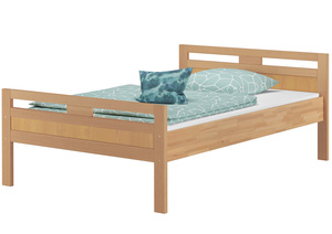 Massivholzbett Seniorenbett Buche natur 120x200 Einzelbett Hohes Bett, Federholzrahmen 60.74-12 FV