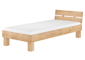 Buchebett massiv natur Einzelbett 90x200 Holzbett Bettrahmen Matratze Rollrost 60.86-09 M