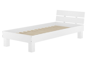 Einzelbett Buche massiv 90x200 Bett mit Rollrost Holzbett waschwei� 60.86-09 W