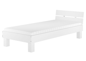 Einzelbett Buche massiv 90x200 Bett mit Rollrost Matratze waschwei� 60.86-09 W M