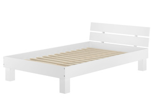 Einzelbett Futonbett 120x200 Buche-Bett Massivholz wei� Bettrahmen Rollrost 60.86-12W