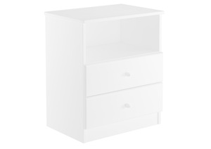 Hohe Nachtkonsole Buche wei� Nachttisch mit zwei Schubladen und offenes Fach 90.20-K35W