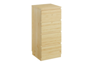 Schmale Holzkommode aus Kiefer natur mit 4 Schubladen 90.50-22
