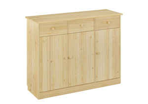 90.50-25 Highboard Kommode Anrichte Kiefer Sideboard natur 3 Schubladen, 3 Tren