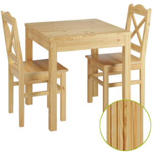Esszimmergruppe mit Tisch und 2 St�hle Kiefer natur Massivholz 90.70-50 C -Set 20