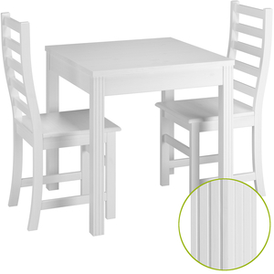 Essecke mit Tisch und 2 St�hle Kiefer Massivholz waschwei� 90.70-50 C W-Set 21