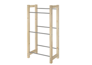 Getr�nkekistenregal aus Edelstahl und Massivholz Boxenregal 90.81-01