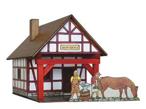 Holzbaukasten Fachwerk Schmiede Holzbausteine Modellhaus 91.9000-38