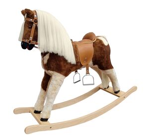 Schaukelpferd braun gescheckt Pl�schpferd mit langer M�hne creme hell 96-118