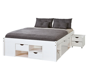 Funktionsbett Till 140x200 Kiefer Wei� Nachttisch u Bettkasten 99.20900170