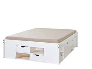 Funktionsbett Till 180x200 Massivholz Kiefer Wei� mit Bettkasten Nachttisch 99.20900180