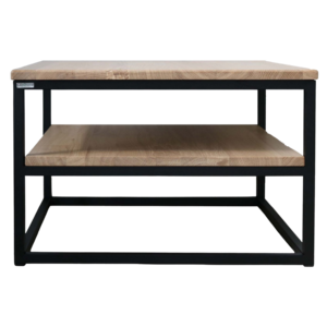 Couchtisch Eiche masiv mit zwei Platten, Holz und Metall H4H112