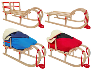 H�rnerschlitten Klappschlitten Rodelschlitten Rodel Schlitten aus Holz w�hlbares Zubeh�r V-21-095