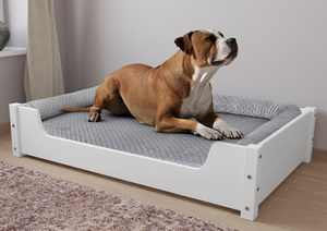 Hundebett f�r gro�e Hunde 100x60 Kiefer wei� Tierbett V-30.32-W-100x60
