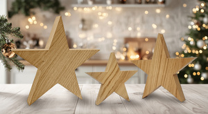 Holzsterne aus Eiche Weihnachtsdekoration Gr��en w�hlbar V-40.12-001