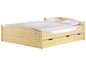 Doppelbett Massivholz 140x200 Komplettset Bett mit Staukasten V-60.33-14