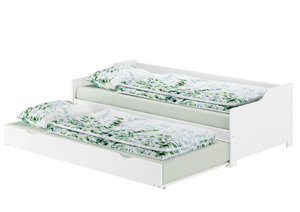 Sofabett Couchbett Wohnbett 90x200 Einzelbett Bettkasten Kiefer wei� Zubeh�r w�hlbar V-60.34-09W