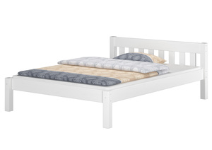 Wei�es Doppelbett 180x200 Massivholzbett Kiefer massiv mit w�hlbarem Zubeh�r V-60.38-18W