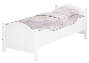 Seniorenbett extra hoch wei� 100x200 Holzbett Einzelbett Zubeh�r w�hlbar V-60.40-10W