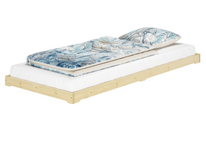 Niederflurbett Futon extra niedrig, Studentenbett 100x200 Fichte Tanne gelt V-60.47-10
