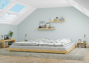 Extra flaches Futonbett 180x200 Kiefer lackiert Ehebett V-60.47K-18