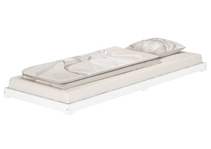 Wei�es Flachbett extra niedriges Holzbett in �berl�nge 90x220 Kiefer V-60.47W-09-220