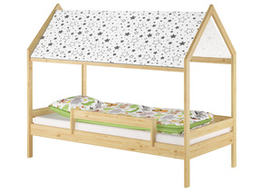 Bodenbett mit Himmel u.Fallschutz Hausbett Kinderhaus 90x200 Bett Kiefer mass. weiteres Zubeh�r w�hlbar V-60.58-09 
