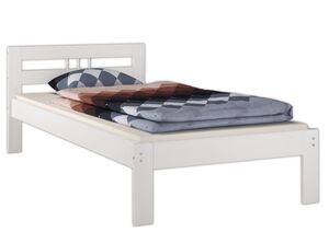 Kieferbett Bettrahmen wei� 80x200 Massivholz-Bettgestell Einzelbett Zubeh�r w�hlbar V-60.64-08W
