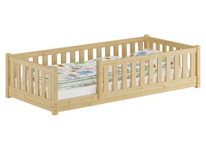 Kinderbett, Bodenbett mit dreiseitiger Sicherung 80x180 Kiefer natur lackiert V-60.77-08-180