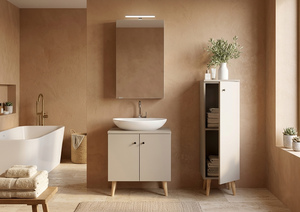 Badezimmerm�bel Spiegelschrank Waschtisch Badschrank Set Taupe-Kiesel V-90.59F-02