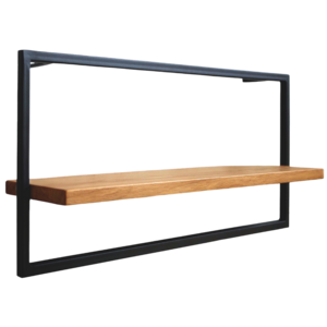 praktisches Wandregal long in schwarz gerahmt, Eiche Massivholz